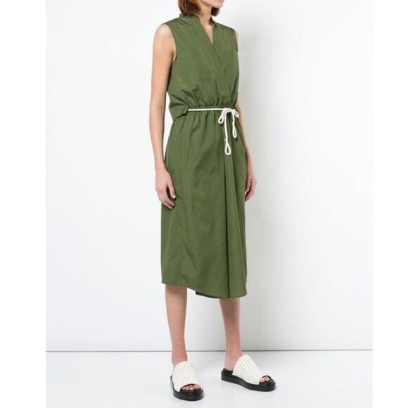 VINCE Back Cutout Cotton Green Utility Dress Sz Small Women - Picture 2 of 7